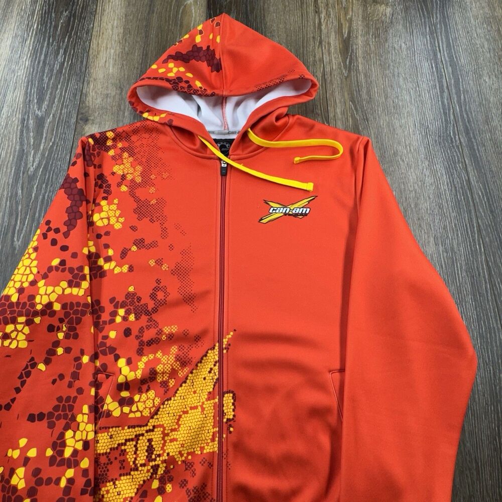 Can-Am Hoodie Mens M Orange Sweatshirt Off Road BRP ATV UTV Racing Team Zip Up